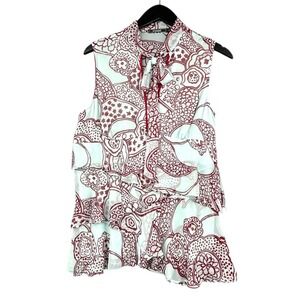 Capital Tailors Silk Sleeveless Tiered Ruffle Neck Tie Blouse Top Large‎